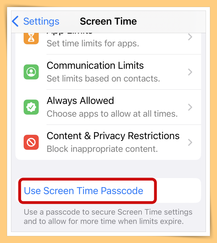 Use Screen Time Passcode